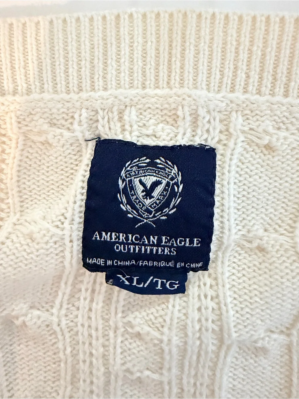 American Eagle Cable Knit Tunic Sweater Size XL Cream V-Neck Bella Swan Y2K - Picture 2 of 8